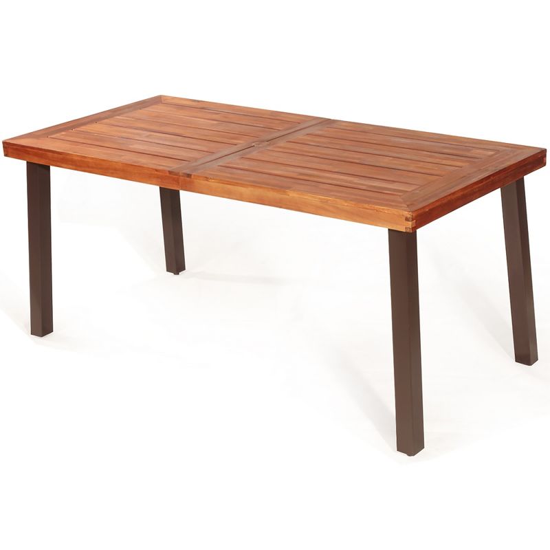 Costway Rectangular Acacia Wood Dining Table Rustic Furniture  Indoor &Outdoor, 2 of 10