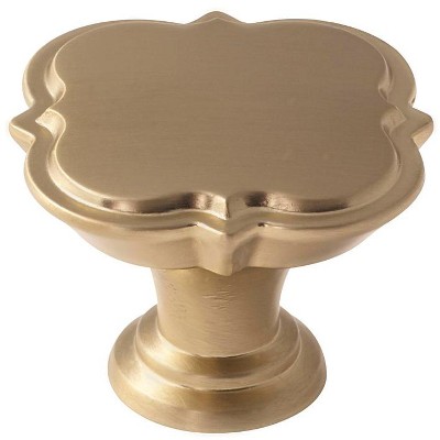 Golden Champagne Traditional Square Cabinet Knob with Mounting Hardware