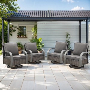 POCASSY Outdoor Swivel Glider Chairs, Patio Wicker Swivel Rocking Chairs with Powder-Coated Steel Armrest - 1 of 4