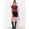 INSPIRE CHIC Women's Shimmer Glitter Drawstring Side Slim Fit Stretchy Shiny Crop Tops - 4 of 4