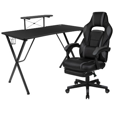 Lavish Home Gaming Computer Desk With Cup Holder, Headphone Hanger, Cable  Management, Black : Target