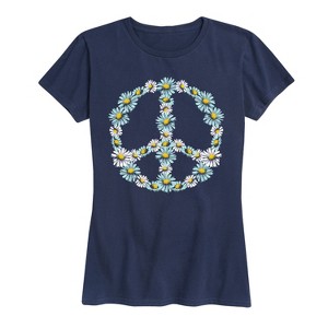 Women's - Instant Message - Floral Peace Sign Short Sleeve Graphic T-Shirt - 1 of 4