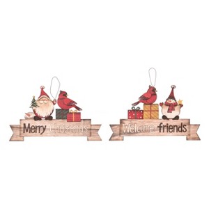 Transpac Plywood Cute Christmas Hanging Sign Décor Set of 2 Christmas Home Decorations - 1 of 1