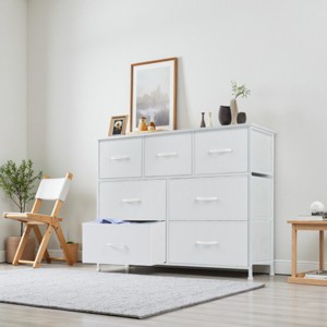 FURNIinspire Dressers 7 Drawer Fabric Tall Dresser Tower Closet Storage Chest of Drawers for Bedroom Nursery, White, 11.8"*39.3"*30.3" - 1 of 4