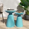 Vynxaria Patio End Tables - Set of 2, Teal Flared Design, Modern Outdoor Side Tables - 2 of 4