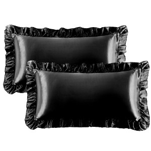 PiccoCasa Envelope Closure Satin Ruffled Pillowcase 2 Pcs - 1 of 3