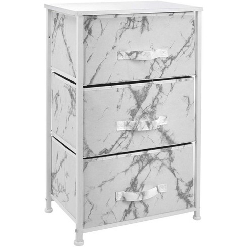 Sorbus 7-Drawers Chest Dresser - White Frame, Black Marble