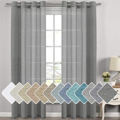 Natural Linen Blended Semi-Sheer Curtains Privacy Assured with Nickel Grommet for Living Room