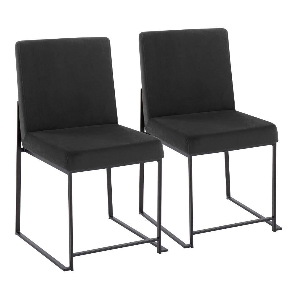 Photos - Chair Set of 2 High Back Fuji Dining  Velvet/Steel Black - LumiSource