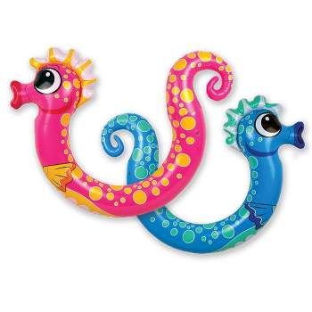 Swim Central 2ct Inflatable Seahorse Noodle Swimming Pool Toys 54" - Pink/Blue