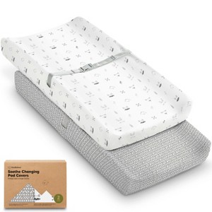 KeaBabies 2pk Soothe Changing Pad Covers for Girl, Boy, Organic Soft Cotton Contoured Diaper Changing Table Pad Covers - 1 of 4