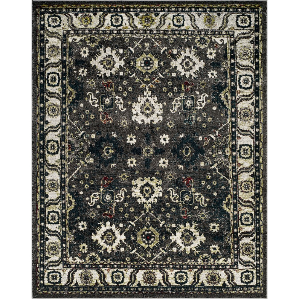 5'3inX7'6in Floral Loomed Area Rug Dark Gray/Ivory - Safavieh