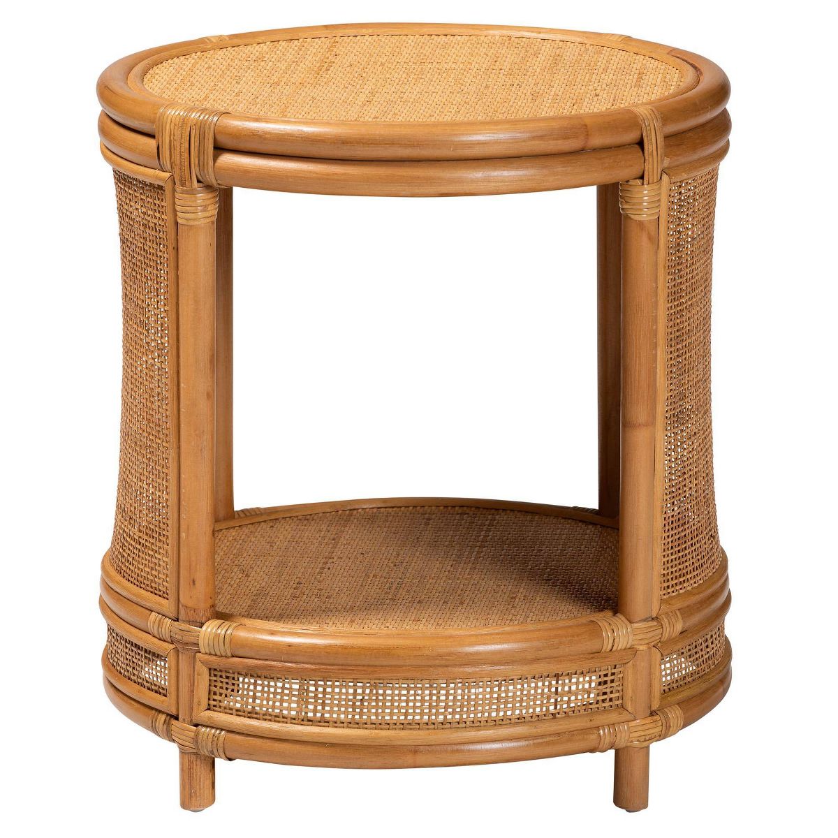 bali & pari Louis Rattan End Table Light Honey: No Assembly, Round Wicker Side - thumbnail 3