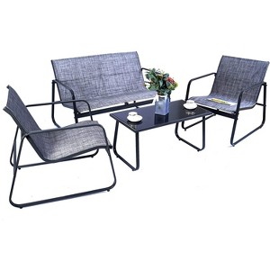 Kozyard 4-Piece Outdoor Patio Furniture Conversation Set – Durable Powder-Coated Metal Frame, Perfect for Front Porch, Balcony, or Backyard - 1 of 4