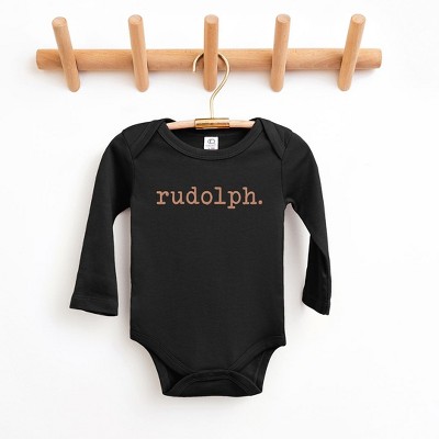 The Juniper Shop Rudolph Puff Print Baby Long Sleeve Bodysuit