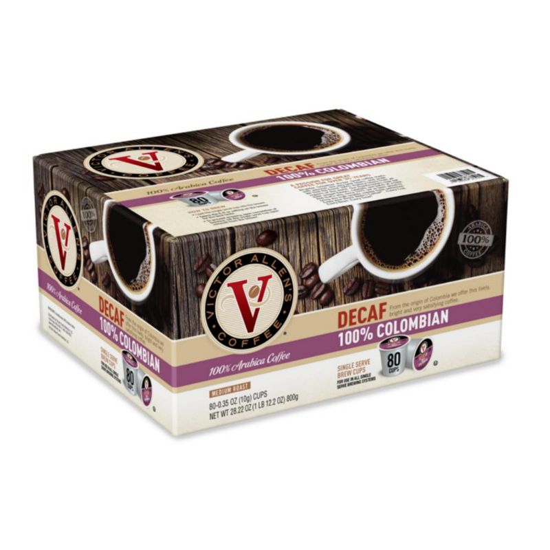 Victor Allen's Coffee Decaf 100% Colombian Single Serve Coffee Pods, 80 Ct, 1 of 11