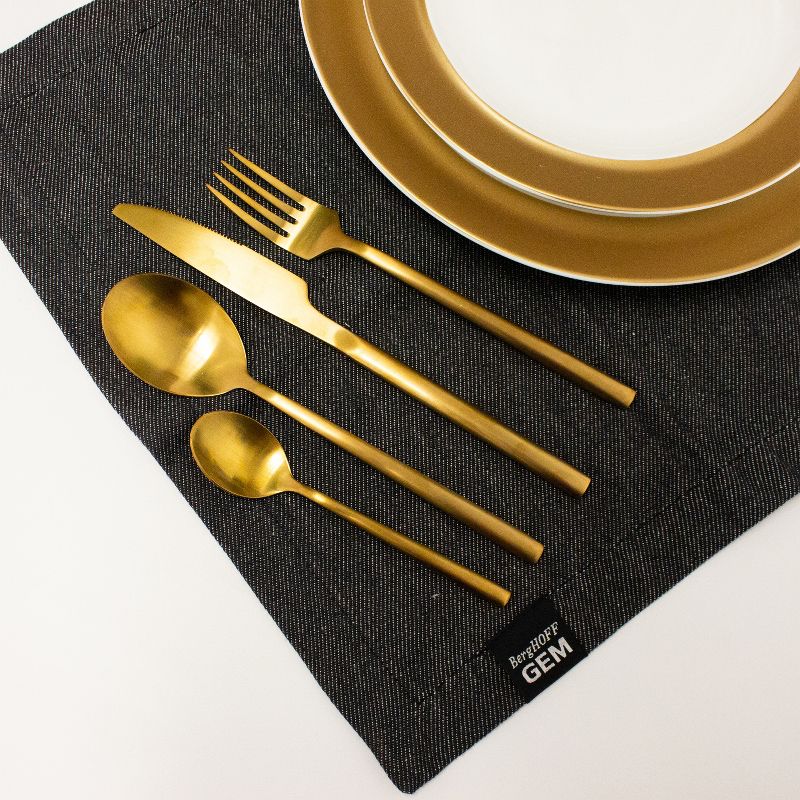 BergHOFF Gem 18/10 Stainless Steel Flatware Set, Black And Gold Plated, 5 of 7