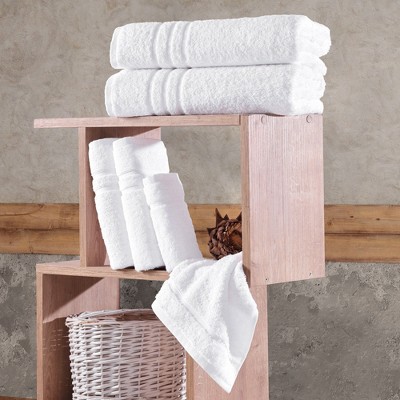 Coral Orange 6-Piece Turkish Cotton Bath Towel Set