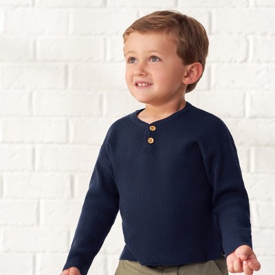 Infant & Toddler Boys Green Henley Sweater