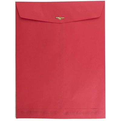 JAM Paper 10x13 Open End Catalog Colored Envelopes w/Clasp Closure Red Recycled 87477A