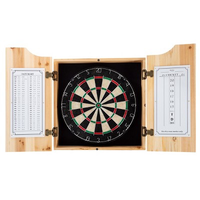 Milwaukee Bucks Wood Dartboard Cabinet Set with Steel Tip Darts