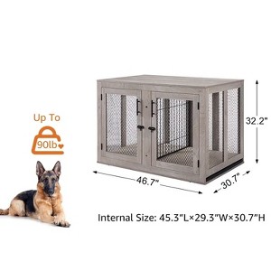 unipaws Wooden Dog Crate with Cushion & Tray - 1 of 4