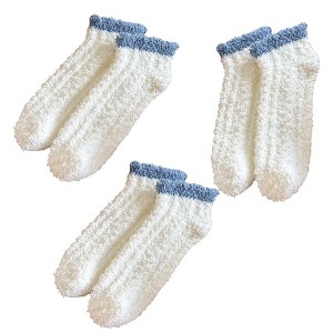 Anna-Kaci 3 Pairs Plush Anti-Slip Fuzzy Ankle Socks with Soft Cuff Trim - 1 of 4