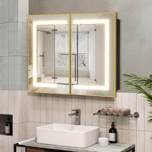 Lighted Medicine Cabinet with Mirror Wall Mounted Bathroom Mirror with Storage - 1 of 4
