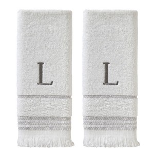 SKL Home By Saturday Knight Ltd Casual Monogram Hand Towel Set L - 2-Count - 16X26", White - 1 of 1