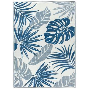 World Rug Gallery Tropical Floral Leaf Reversible Recycled Plastic Outdoor Rugs