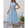 Womens Summer Dress Ruffle Flutter Sleeve Tie Waist Flowy Belted Maxi Dress - 3 of 4