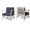 28"W Outdoor Patio Accent Chairs, Acacia Wood Club Arm Chairs -Merax - 2 of 4