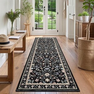 Area Rug - Non-Slip Soft Farmhouse Floral Carpet Low Pile Non-Shedding Foldable Printed Rug for Living Room, Home Office Kids Playroom - 1 of 4