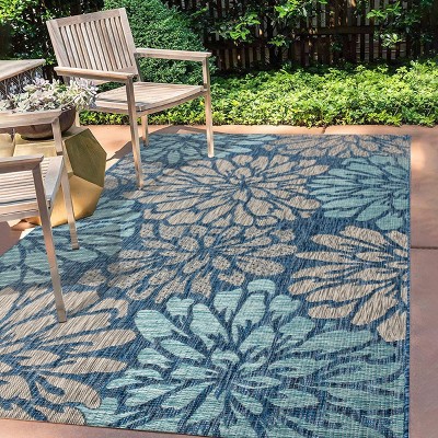 JONATHAN Y Zinnia Modern Floral Textured Weave Indoor/Outdoor Area Rug
