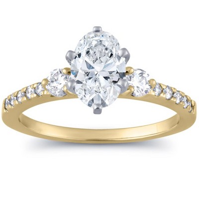 Pompeii3 1 1/2 Ct Oval Diamond Engagement Ring 14k Yellow Gold Lab Created