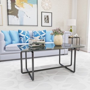 NicBex Modern Rectangle Tempered Glass Coffee Table,Tea Table with Cross Leg,Center Table for Living Room - 1 of 4