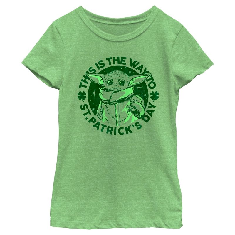 Girl's Star Wars: The Mandalorian St. Patrick's Day Grogu This is the Way T-Shirt, 1 of 5