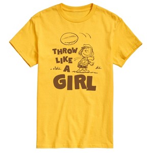 Men's - Peanuts - Throw Like A Girl Short Sleeve Graphic T-Shirt - 1 of 4