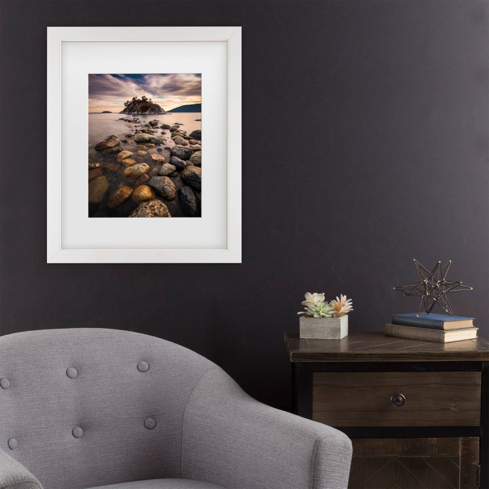 Photos - Other Decoration Trademark Fine Art 11"x14" Pierre Leclerc Whytecliff Stepping Stones Matted Framed Art White