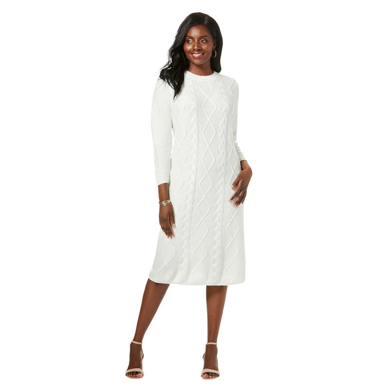 Jessica London Women's Plus Size Cable Sweater Dress, 1 of 3