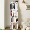4-Tier Rotating Wooden Bookshelf, 360¡ã Floor-Standing Bookcase, Multi-Functional Storage Organizer for Living Room or Bedroom, White - 3 of 4