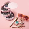 Zodaca 4 Layer Rotating Jewelry Organizer Storage Box, Ring Bracelet Earring Holder Trinket Tray Case for Women, Pink - 2 of 4