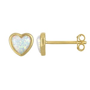 Junior Jewels 14K Gold Over Sterling Silver Created Opal Stud Earrings - 1 of 2