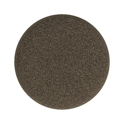 Dark Brown Boucle Round Accent Ottoman