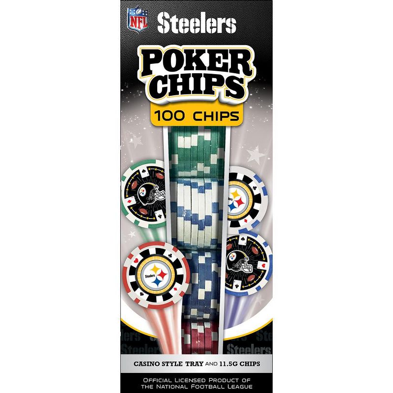 MasterPieces Casino 100 Piece Poker Chip Set - NFL Pittsburgh Steelers, 1 of 8