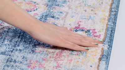 Bristol Blue and Ivory Distressed Runner Rug