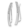Black Bow Jewelry 2 x 25mm Rhodium-Plated Sterling Silver CZ Curved Ear Climber Earrings - 2 of 4