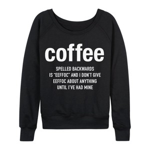Women's - Instant Message - Coffee Eeffoc Lightweight French Terry Wide Neck Long Sleeve Graphic Shirt - 1 of 4