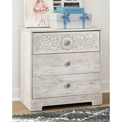 Photo 1 of ****HAS DAMAGES********Signature Design by Ashley Paxberry White Aged Pine 3-Drawer Chest