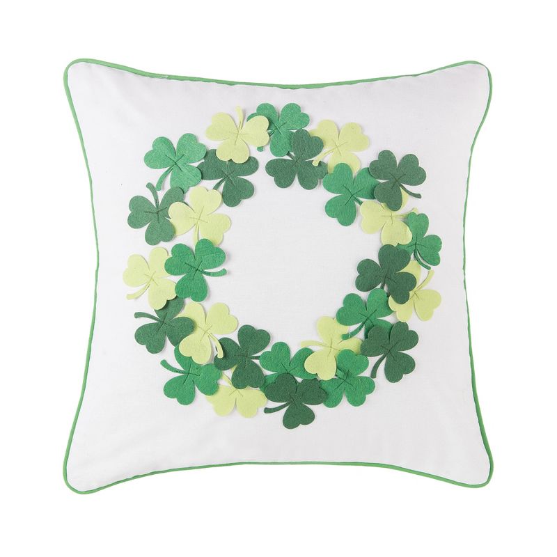 C&F Home Clover Wreath Applique 18 X 18 Inch Throw Pillow St. Patrick's Day Decorative Accent Covers For Couch And Bed, 1 of 6